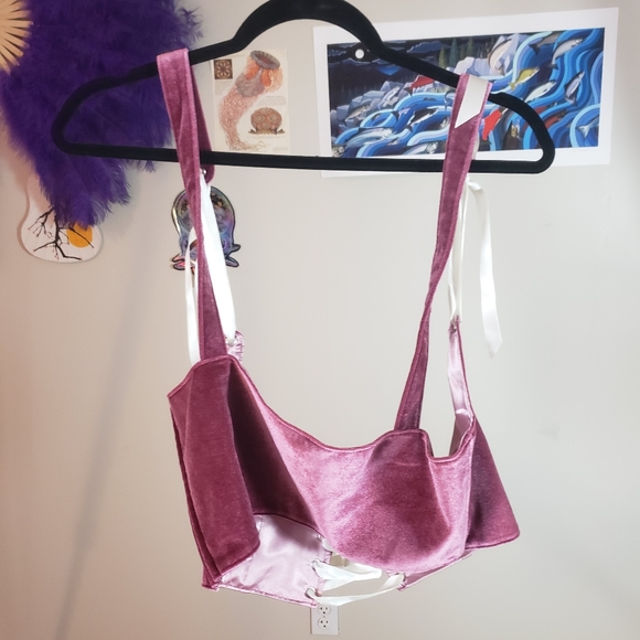 Dolls Kill Velvet Pink Underbust Corset XXL Fairycore Rave - Picture 2 of 3